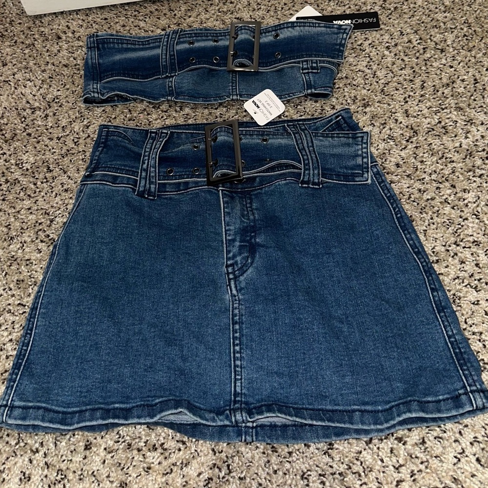 Fashion Nova Denim Skirt with Belt
